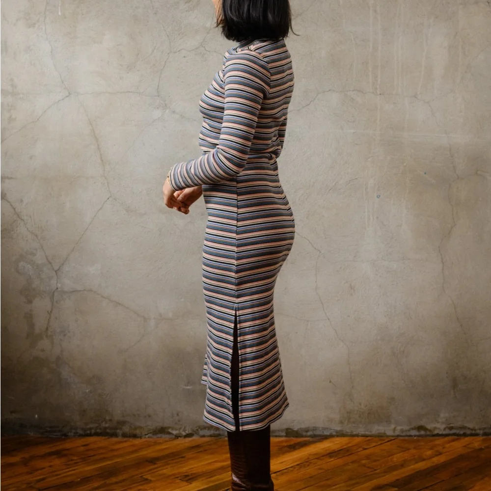 Able Multicolor Striped Long Sleeve Dress - Picture 2 of 8